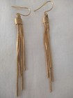 Gold Tone Tassel Chain Dangle drop Hook Earrings No Stone Metal