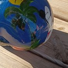 Mexican Folk Art Hand-painted Skull Decor  Blue black Cactus Scene