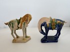 Vtg 5 Chinese Tang Dynasty Sancai Style Drip Glaze Ceramic War Horse Figurines