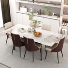 Sintered Stone Marble Dining Table 51-63inch Extendable Long Large Kitchen Table