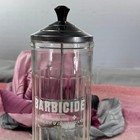 Vintage King Research Barbicide 11 5  Disinfecting Jar Glass W  Lid   Basket