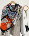 70  Cashmere 30  Silk Wrap Scarf Armour Print Double Face Print Shawl 135x135cm
