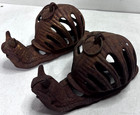 Vintage Cast Iron Garden Snail Lantern Garden Lighting 10    Patina Rustic Pair