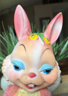 Vintage Pink   White My Toy Plush Rubber Faced Bunny Rabbit Stuffed Animal - B6