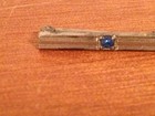 Vintage Possibly Antique Sterling Silver Bar Pin W  Blue Stone Or Crystal
