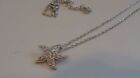925 Sterling Silver Starfish Pendant Necklace W   75 Ct Accents   New Design    