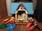 Vintage Little Tikes Blue Roof 2 Story Doll House   Accessories