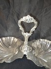 Vintage Mcm Silver-plated Double-sided Clamshell Serving Dish