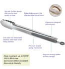 304 Stainless Steel Kitchen Cooking Tongs  9  And 12  Set Of 2