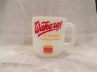 Glasbake Wake Up To Breakfast At Burger King Milk Glass Advertising Coffee Mug