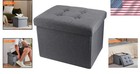 Durable Linen Storage Ottoman  Foldable Footrest Stool     17x13x13 Inches In Grey