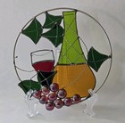 Stained Glass Suncatcher Wine Bottle Scene Vino Grapes Wine Glass Handmade Decor
