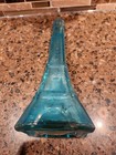 Vintage Rare 70s Eiffel Tower Aqua turquoise Glass Bottle Decanter vase