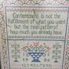Vintage 1986 Finished Needlework Sampler Contentment Named Framed 13 5  X 18 