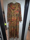 Vintage 1970s Paisley Wide Leg Palazzo Jumpsuit Gold Trim Boho Hippie S m Read 