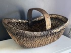 Vintage Baby Moses Basket Woven Wicker Wood Handle Rustic Farmhouse Decor