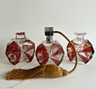 Antique 30s Art Deco Glass Vanity   Perfume 3pc Set By Karl Palda Rare Vintage