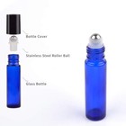 10 Ml Blue Glass Essential Oil Roller Bottle   Removable Metal Roller - 10 Pack