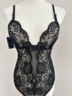 New La Perla Documented Black Floral Lace Bodysuit