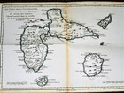 Xrare  1780 Map Of Islands Of Guadeloupe  West Indies By M  Bonne Hand-colored
