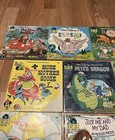Disney Record   Book Set Read Along Peter Pan Lot Storyteller Book Damage Vtg