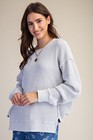 Easel Women s Thermal Waffle Knit Washed Long Sleeve Top In Cloud Blue