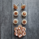Huntseat  Saddle Seat Set Of Rose-gold Crystal Show Magnets  Brooch  Earrings
