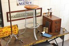 Vintage Industrial Vitek 3 Legged Stool Wood Steel Drafting Chair Factory 1930s