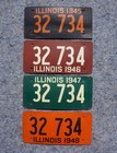 1945 1946 1947 1948 Illinois License Plates - Plate Lot Of 4 - Same Number