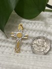 Vintage Geometric Cross Medal Gold Toned   Silver Toned Pendant