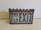 Antique 14 25  Reverse Painted Glass Lighted Theater Exit Sign With Metal Can