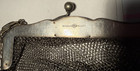 Vtg Art Nouveau German Silver Chain Mesh Purse Floral Ball Tassel  as Is 