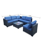 7 Piece Black Rattan Outdoor Sofa Set Table With Sofa Chair 