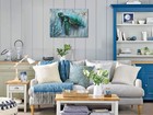 Bathroom Decor Blue Wall Art Canvas Green Sea Turtle Teal Submarine Picture     