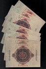 Banknote Set 8 Pcs Germany German Reich 20 Mark 1914 In F To Vf