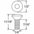 Up 24011 - Chrome Window Crank Screw  7 16 Inch Long  For Peterbilt   Kenworth