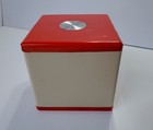 Vintage 1960s Cube Box Beauty Case Cosmetic Makeup Vanity Mirror Foldable Red