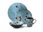 Elama Floral Accents 16 Piece  Dinnerware Set In Blue