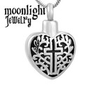 New Heart Cross Cremation Urn Keepsake Ash Silver Memorial Necklace
