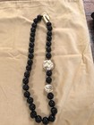 Vintage Chinese Carved  Onyx Beads Knotted Necklace