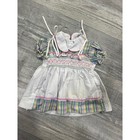 Vintage Mayfair Baby Girl Smocked Dress Plaid Pastel White Peter Pan Collar
