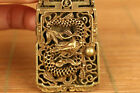 Chinese Old Bronze Hand Carving Dragon Statue Netsuke Pendant Gift Amulets
