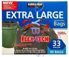 2x Kirkland Signature Flex-tech Drawstring Trash Bags 33 Gallon 90ct total 180ct