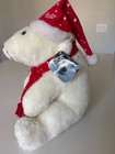 Coca Cola White Polar Bear Stuffed 12    Plush   1997 Red Polka Dot Cap   Scarf