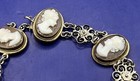 Antique 800 Silver Filigree Vermeil Shell Cameo Carved Bracelet