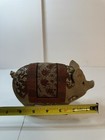 Canvas Mache Folk Art Glass Eyes Pig Figurine Decoration