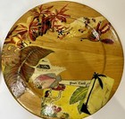 Vtg 2 Wooden Bamboo Decoupage Hawaii Plates By Home Cottagecore Tropical Wood