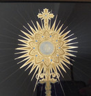 Antique 1940 s Real Gold Picture Of Catholic Eucharistic Monstrance 8  By 10 