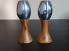Vtg Mid Century Modern Dansk Teak   Chrome Salt   Pepper Shakers Scarce 5 5 