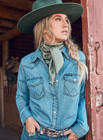 Sale  Women s Wrangler Long Sleeve Western Snap Denim Shirt  100  Authentic  New